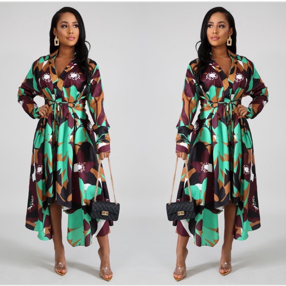 🌟HP🌟Dani Green & Brown Long Sleeve Dress👗 - Picture 7 of 15